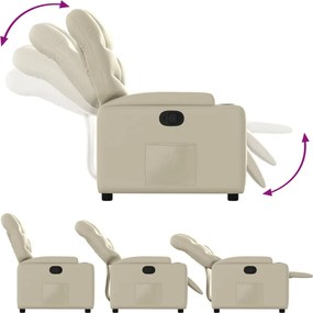 vidaXL Πολυθρόνα Ανακλινόμενη Κρεμ από Συνθετικό Δέρμα