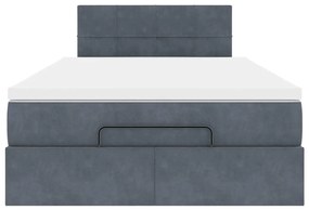 vidaXL Οθωμανικό κρεβάτι με στρώμα & LEDs Σκούρο γκρι 120x200cm Velvet