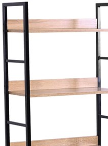 Βιβλιοθήκη Elbo φυσικό-μαύρο μέταλλο 60x28x126εκ 60x28x160 εκ.