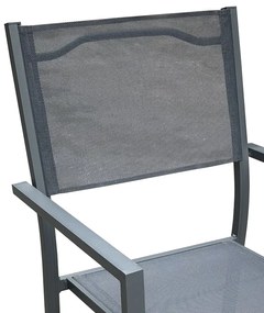 Πολυθρόνα Moly ανθρακί αλουμίνιο-textilene 61x56.5x87.5εκ
