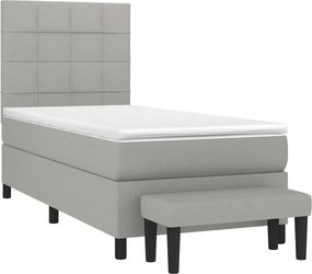 vidaXL Κρεβάτι Boxspring με Στρώμα Ανοιχτό Γκρι 100x200 εκ. Υφασμάτινο