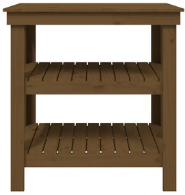 vidaXL Πάγκος Εργασίας Μελί Καφέ 78,5x50x80 εκ. Μασίφ Ξύλο Πεύκο