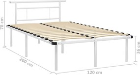 vidaXL Πλαίσιο Κρεβατιού Λευκό 120 x 200 εκ. Μεταλλικό