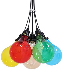 01508 GloboStar® GLOBOSTAR® PARTY 01508 Μοντέρνο Κρεμαστό Φωτιστικό Οροφής με Ντουί 5 x E27 AC 220-240V IP20 - Πολύχρωμο - Μ41 x Π41 x Υ30cm