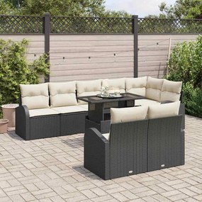 vidaXL Σετ Καναπέ Κήπου 9 pcs Μαύρο και κρεμ 100 x 55 x 73 εκ