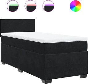 vidaXL Κρεβάτι Boxspring με Στρώμα Μαύρο 90x200 εκ. Βελούδινο