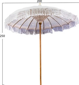 ΟΜΠΡΕΛΑ ΜΠΑΛΙΝΕΖΙΚΗ ΜΑΚΡΑΜΕ ΜΠΕΖ ΞΥΛO TEAK Φ200X250εκ. HM6035.01