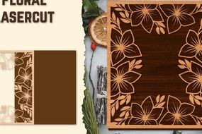 Intra απο ξύλο plywood  Χρώμα wenge 3mm-4mm πάχος - Κορνίζα Photo Floral Lasercut Δίασταση 20x25 cm INTRAFABR-108589203