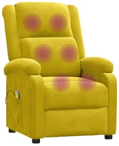 vidaXL Πολυθρόνα Μασάζ Ανακλινόμενη Κίτρινη Βελούδινη