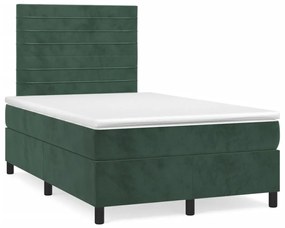 Κρεβάτι Boxspring με Στρώμα Σκούρο Πράσινο 120x190εκ. Βελούδινο - Πράσινο