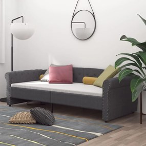 vidaXL Καναπές Κρεβάτι με Στρώμα & USB Σκούρο Γκρι 90 x 200 εκ. Υφασμ.