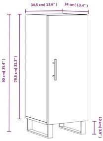 Ντουλάπι Λευκό 34,5 x 34 x 90 εκ. από Επεξεργασμένο Ξύλο - Λευκό