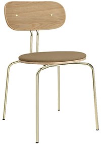 Καρέκλα Τραπεζαρίας Curious Brass 5916-1C719-01 44,5x48x77,5cm Oak-Sugar Umage Steel,Polywood