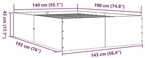 Πλαίσιο Κρεβατιού Καφέ Δρυς 140x190 εκ. Επεξεργασμένο Ξύλο - Καφέ