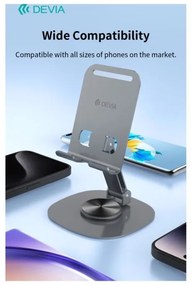 Devia folding holder stand EL243 for phone tablet rotating 360 gray metal
