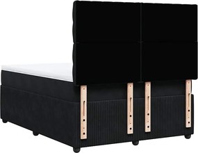 vidaXL Κρεβάτι Boxspring με Στρώμα Μαύρο 140x190 εκ. Βελούδινο