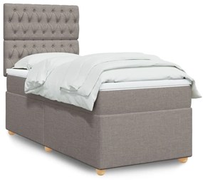 Κρεβάτι Boxspring με Στρώμα Taupe 90x190 εκ.Υφασμάτινο - Μπεζ-Γκρι