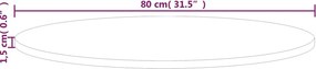 vidaXL Επιφάνεια Τραπεζιού Στρογγυλή Ø80x1,5 εκ. Μασίφ Ξύλο Δρυς