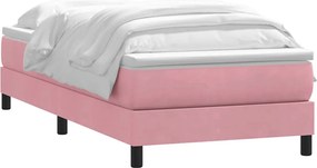 vidaXL Κρεβάτι Boxspring με Στρώμα Ροζ 80x220 εκ. Βελούδινο