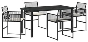 vidaXL Σέτ φαγητού για κήπο 5 pcs Μαύρο Πολυ ράταν
