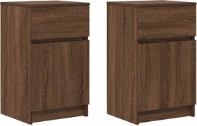 vidaXL Κομοδίνα 2 τεμ. Καφέ Δρυς 39x35x65 εκ. Επεξεργασμένο Ξύλο