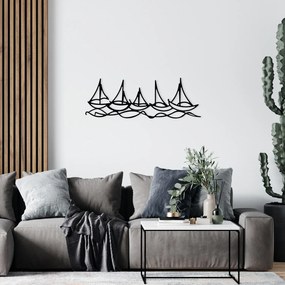 Decorative Metal Wall Accessory Ships In Water Black