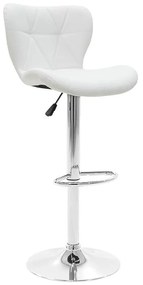 Bar stool Cozi adjustable height chrome metal with PVC in white 46x47x90 εκ.