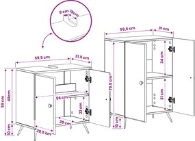 vidaXL Σετ Ντουλαπιών Μπάνιου 2 Τεμαχίων BREDA Artisan Δρυς