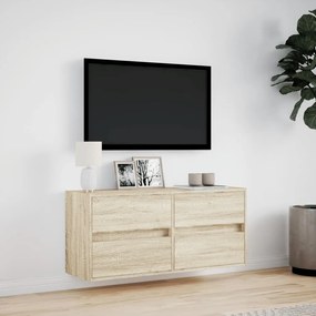 vidaXL Έπιπλο Τοίχου Τηλεόρασης με LED Sonoma Δρυς 100x31x45 εκ.