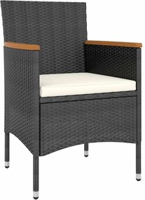 vidaXL Σετ Επίπλων Bistro Κήπου 5 τεμ. Μαύρο Συνθ. Ρατάν/Ψημένο Γυαλί