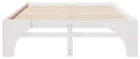 vidaXL Κρεβάτι δαπέδου Λευκό 150 x 200 cm Μασίφ ξύλο πεύκου