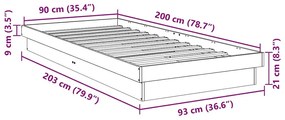 Πλαίσιο κρεβατιού χωρίς στρώμα 90x190 cm Στερεό ξύλο δρυός - Καφέ