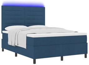 vidaXL Κρεβάτι με Ελατήριο και Στρώμα & LED Μπλε 140x200 εκ. Ύφασμα