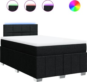vidaXL Κρεβάτι Boxspring με Στρώμα Μαύρο 120x190 εκ. Υφασμάτινο