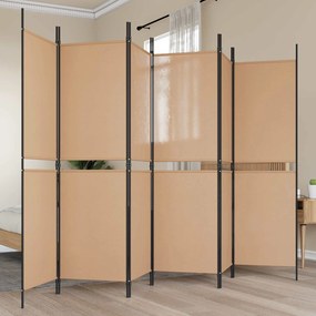 vidaXL Διαχωριστικό Δωματίου 6-Πάνελ Μπεζ 300 x 180 cm Ύφασμα