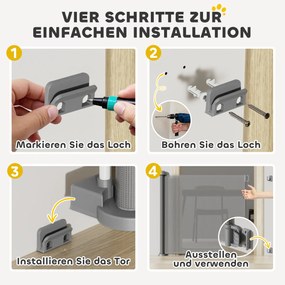 PawHut Πτυσσόμενη Πύλη Ασφαλείας για Σκάλες Επεκτεινόμενη 0-136cm Ύψος 87 cm Πύλη Πόρτας για Κατοικίδια 142 x 10 x 87 cm Γκρι