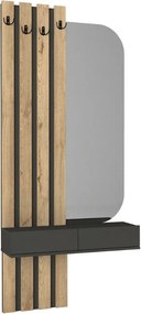 Έπιπλο εισόδου Reyas Megapap χρώμα ανθρακί - sepet oak 90x27x205,6εκ.