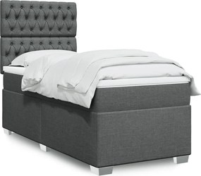 vidaXL Κρεβάτι Boxspring με Στρώμα Σκούρο Γκρι 90x190 εκ. Υφασμάτινο