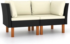 vidaXL Καναπέδες Γωνιακοί 2 τεμ. Συνθετικό Ρατάν/Μασίφ Ξύλο Ευκαλύπτου