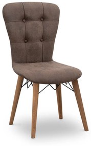 Καρέκλα τραπεζαρίας Palmira Megapap υφασμάτινη χρώμα καφέ - καρυδί πόδι 47x44x88εκ. - Ύφασμα - GP044-0002,5