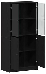 vidaXL Highboard Μαύρο 68 x 37 x 142 εκ Επεξεργασμένο ξύλο