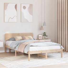vidaXL Κρεβάτι με Επικεφαλίδα 120x200 εκ Συμπαγές ξύλο πεύκου