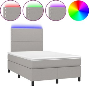 vidaXL Κρεβάτι Boxspring με Στρώμα &amp; LED Αν.Γκρι 120x200 εκ Υφασμάτινο