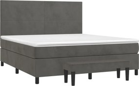 vidaXL Κρεβάτι Boxspring με Στρώμα Σκούρο Γκρι 180x200 εκ. Βελούδινο