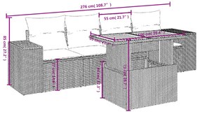 vidaXL Σετ Καναπέ Κήπου 5 Τεμαχίων Μαύρο Συνθετικό Ρατάν με Μαξιλάρια