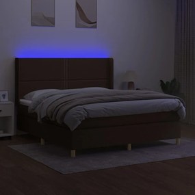 ΚΡΕΒΑΤΙ BOXSPRING ΜΕ ΣΤΡΩΜΑ &amp; LED ΣΚ.ΚΑΦΕ 160X200ΕΚ. ΥΦΑΣΜΑΤΙΝΟ 3138808