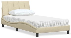 VidaXL Κρεβάτι με Στρώμα Hanko Κρεμ 100 x 200 εκ. Υφασμάτινο