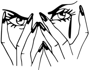 Διακοσμητικό Τοίχου Woman Eyes 899SKL2601 70x54cm Black Wallity Metal