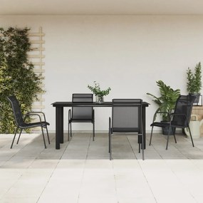 vidaXL Σετ Τραπεζαρίας Κήπου 5 Τεμαχίων Μαύρο Ατσάλι & Textilene
