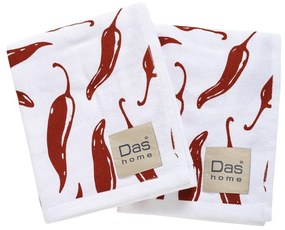 Ποτηρόπανα 0736 (Σετ 2τμχ) White-Bordo Das Home 40x60cm 100% Cotton